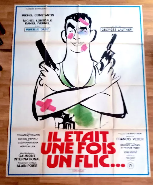 Affiche ciné orig IL ÉTAIT UNE FOIS UN FLIC G.LAUTNER M.CONSTANTIN 120X160 1980