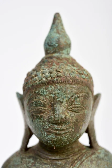 16th Century, Shan, Antique Burmese Bronze Seated Buddha 2