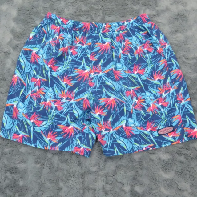 Vineyard Vines Swim Trunks Mens Large Blue Floral Swim Shorts Drawstring