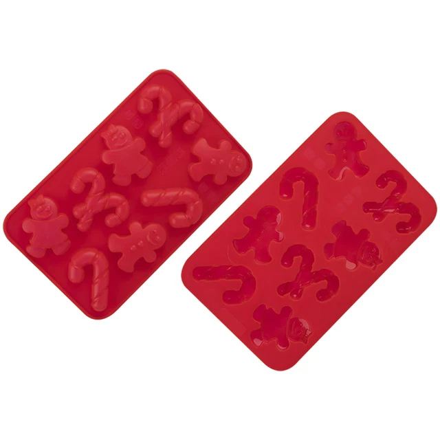 Silicone Zenzero E Caramelle Canna Cioccolato Stampo Cibo Sicuro 2 Pezzi Rosso