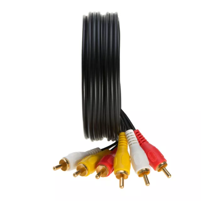 3 RCA Male to 3 RCA Male Audio Video Cable TV VCR DVD Composite Multi-Pack - LOT 2