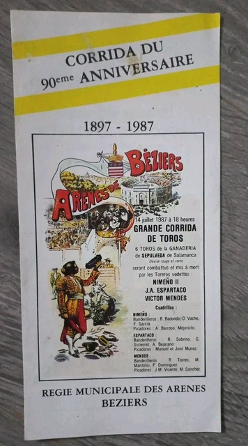 Affiche programme corrida Bayonne-Biarritz Août 1952 Vazquez Ordonez