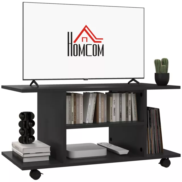 HOMCOM Modern TV Schrank Ständer Aufbewahrung Regale Tisch Mobil Schlafzimmer schwarz