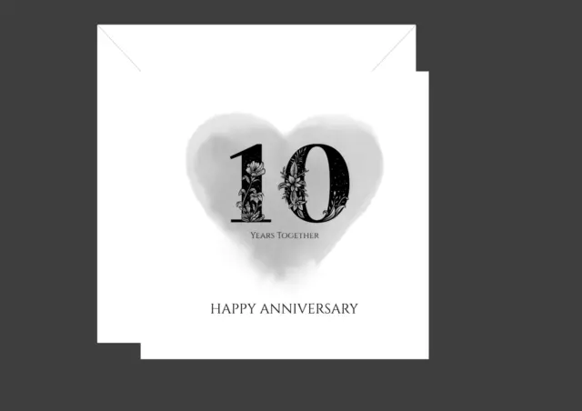 10th Year Anniversary, Tenth Anniversary, Greeting Card, 10 years together,