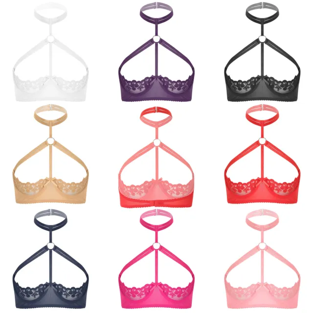 Women's Sexy Open Cup Bra Tops Sheer Floral Lace Underwire Push Up Bralette Cupless  Lingerie Exposed Breasts Underwear Nightwear - AliExpress