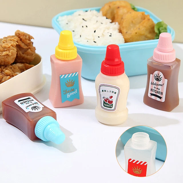 2PCS MINI TOMATO Ketchup Bottle Small Sauce Container Salad Dressing