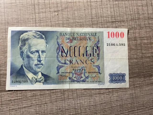 Billet - Belgique -  Banque Nationale - 1000 Francs - 03/08/1950 - Ttb