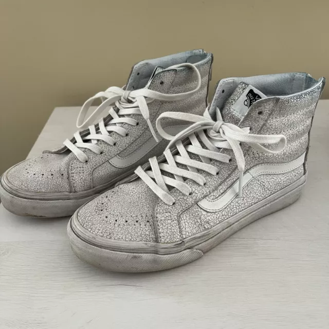 Vans SK8-Hi Slim Zip High-Top Sneakers in Crackled Suede - Mens 5 / Womens 6.5