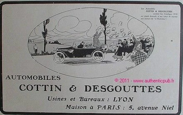 Publicite Automobiles Cottin Desgouttes Signe G Hautot De 1913 French Ad Car Pub