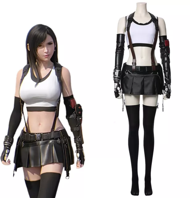 Final Fantasy VII Remake Tifa Lockhart Cosplay Costume Outfit Halloween Carnival