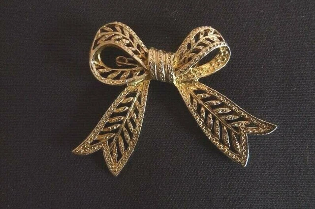 Bijou Broche Noeud Strass Dorée - Bijouterie Paris - Gruson