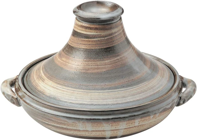 Banko ware Tajine Donabe 20cm Tagine Clay Pot Earthen HAKEME Brush Brown Japan