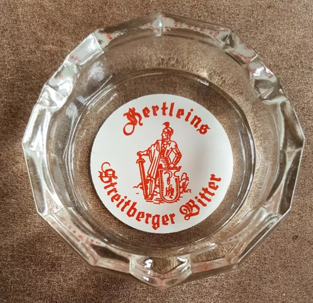 Streitberger Bitter Werbe-Aschenbecher Sammler Reklame Ascher alt Hertleins Glas