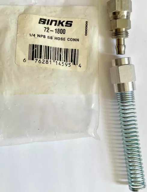 BINKS HOSE CONNECTION 72-1800  s.s 1/4”nps(f) S.G. swivel-1/4” i.d. x .350” o.d.