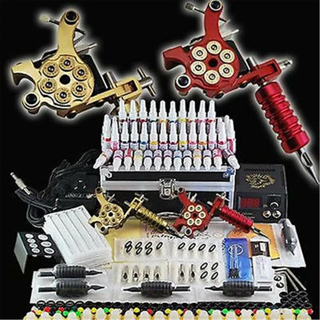 Tattoo Komplett Set 2 Tätowier Maschine Tattoo Gun Netzgerät 40 Farben Tinte DHL