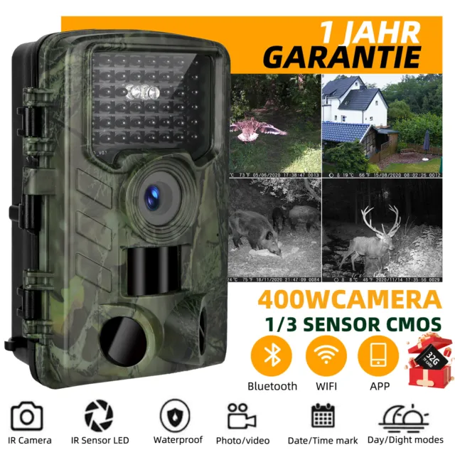 60MP 2160P Wildkamera Video Jagdkamera Bewegungsmelder Nachtsicht Kamera