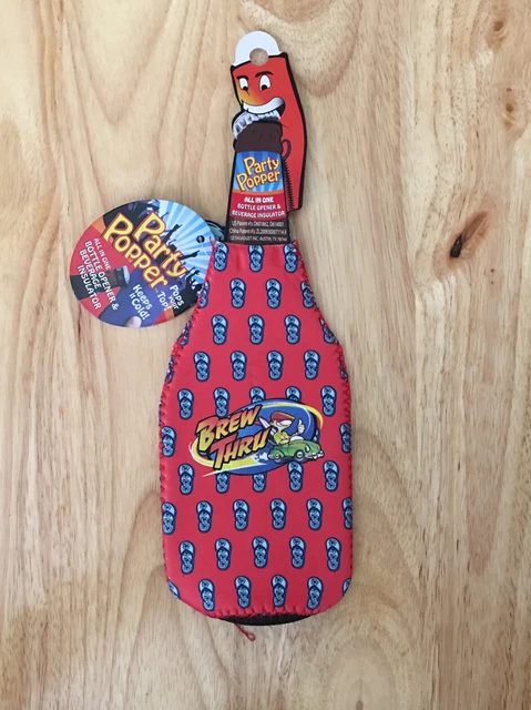 Party Popper All In One Bottle Opener & Beverage Insulator. Brew Thru Design.