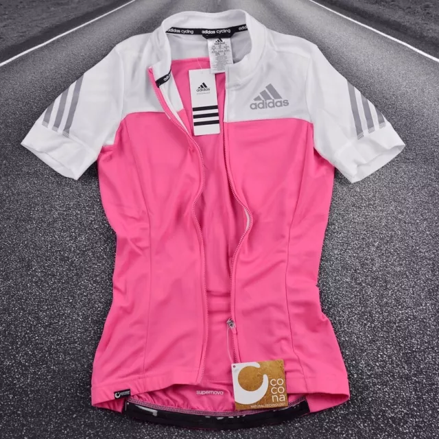 Adidas Ladies Bicycle Jersey Jacket Pro Cycling Road Bike MTB Pink/White