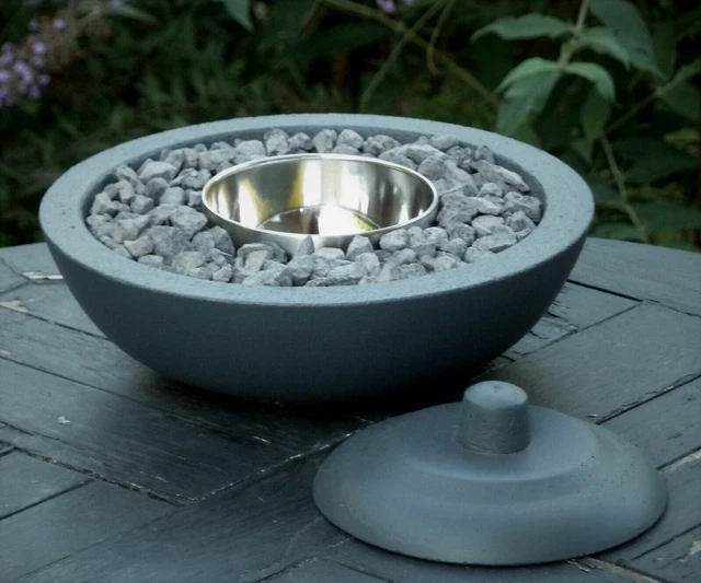 FEUERSCHALE AUS BETON, anthrazit (Bio Ethanol) Tischkamin Tischfeuer