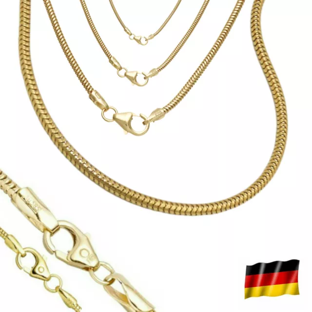 Schlangenkette 585 echt Gold 333 Halskette Karabiner massiv 38 40 42 45 50 60 cm