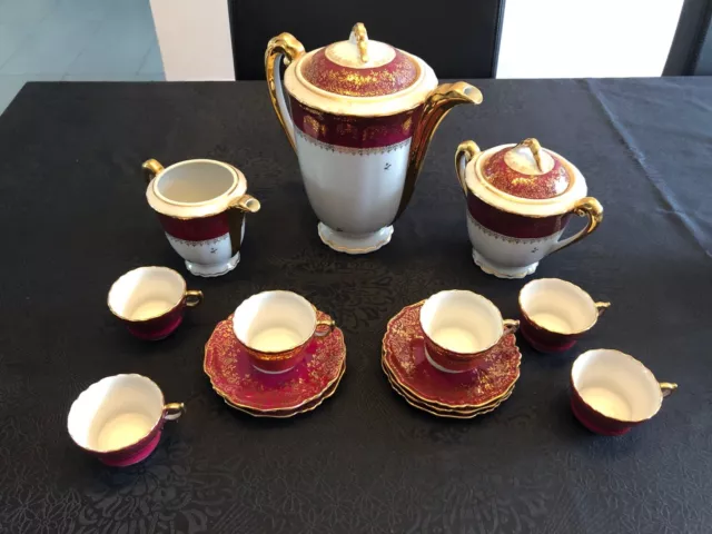 Service A Cafe - Porcelaine De Limoges - 6 Tasses Soucoupes - Theiere Sucrier
