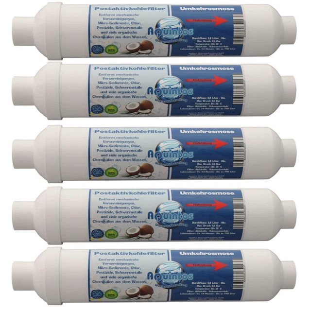 Umkehrosmose Wasserfilter Postaktivkohlefilter Aktivkohle 1/4 Zoll Schlauch NEU