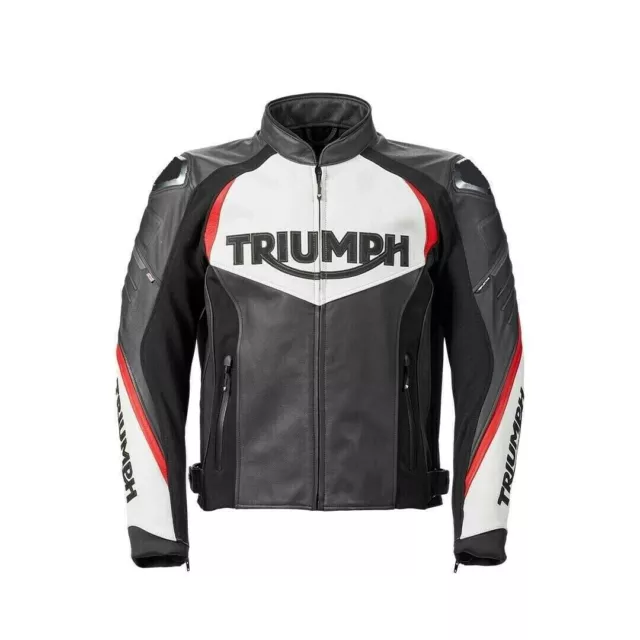 Triumph Jacket Black Bikers Jacket Motorcycle Cowhide Leather Motorbike Leder