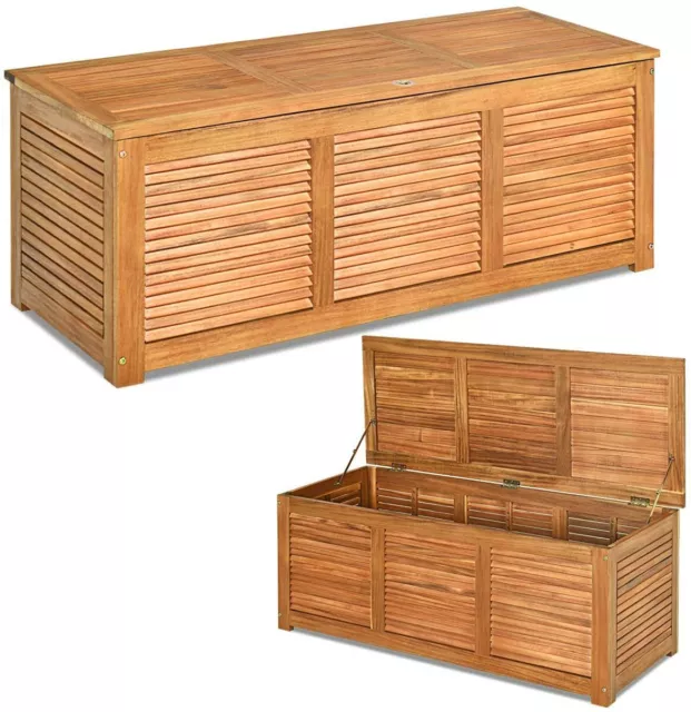 Caja de Almacenamiento, Madera de Acacia Banco Contenedor Jardín 120x45x45 cm