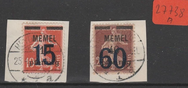 Deutsche Auslandspostämter   Memel  gestempelt  MiNr. 34-35   auf Papier