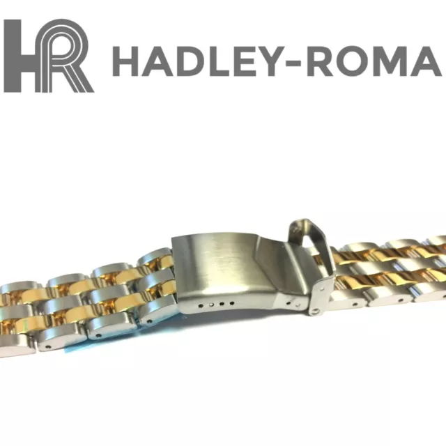 BRACELET DE MONTRE 20 mm HADLEY-ROMA MB4437T EN ACIER INOXYDABLE SOLIDE DEUX TONS 3