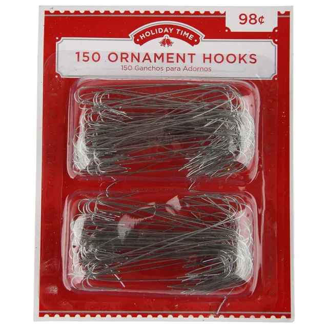 NWT 150 Silver Christmas Ornament Hooks Tree Hangers Large Metal Holiday Time