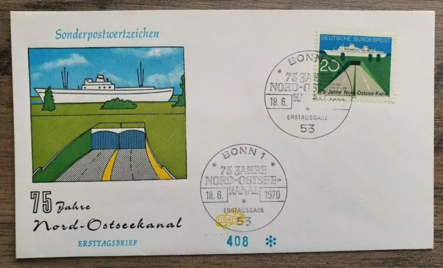 Ersttagsbrief, 75 Jahre Nord-Ostsee-Kanal, Mi. Nr. 628, Sonderstempel