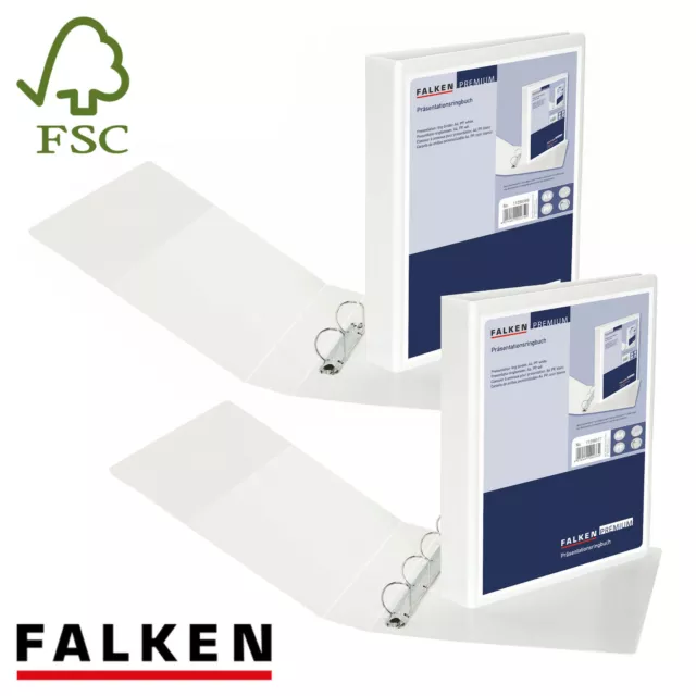 FALKEN Ringbuch DIN A4 Präsentationsringbuch 2 & 4 D-Ringe Ø 20 30 40 mm Weiß