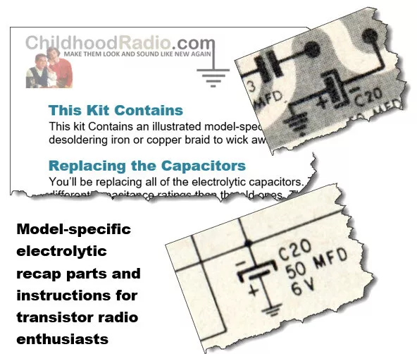 Philco NT-601 Transistor Radio Electrolytic Recap Kit Parts & Documents