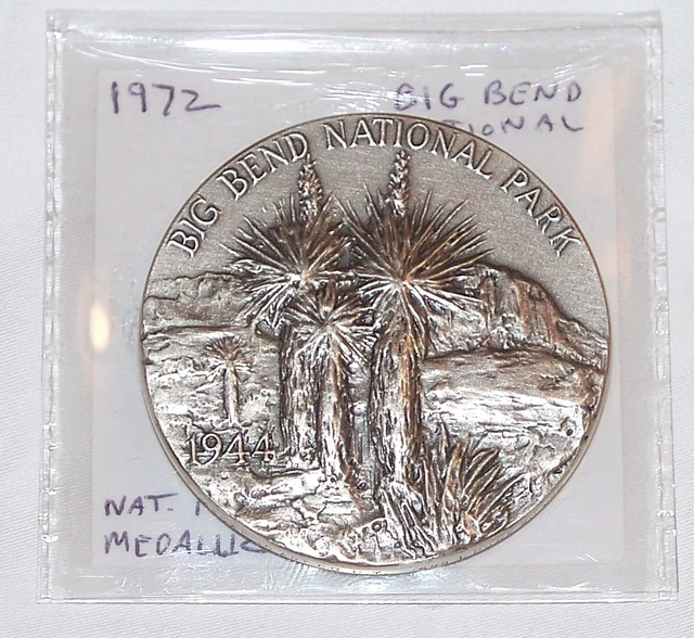 1972 Big Bend National Park Silver Medal Medallic Art Company .999 Silver