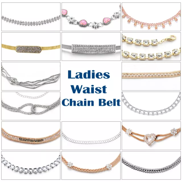 Ladies Women Fashion Skinny Thin Metal Chain Waist Belt Adjustable for Dresses