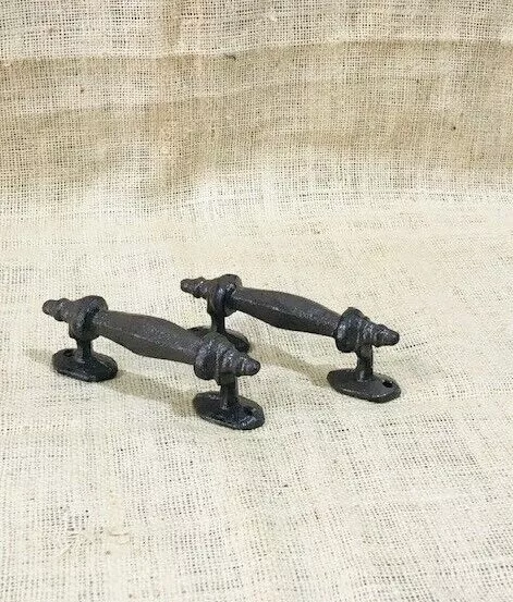 2 Handles Rustic Cast Iron Antique Style Barn Gate Pulls Drawer Door Shed Fence