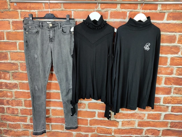 Girls Bundle Age 11-12 Years 100% River Island Distressed Jeans Black Top 152Cm