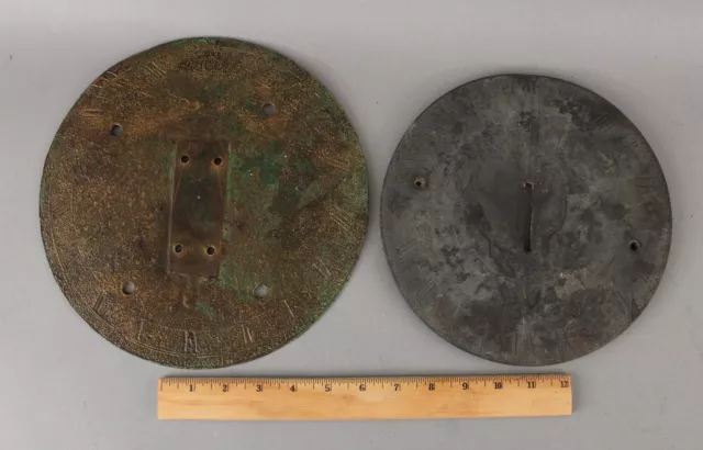 2 Antique 17thC Sundials Dial Plates One Slate Stone & One Bronze .. NO RESERVE