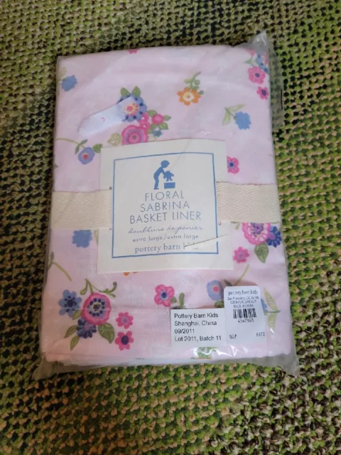Pottery Barn Kids Sabrina Basket Liner Extra Large Pink Flowers Floral XL New