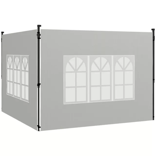 Outsunny Gazebo Side Panels for 3x3(m) or 3x6m Gazebo Canopy, 2 Pack, White