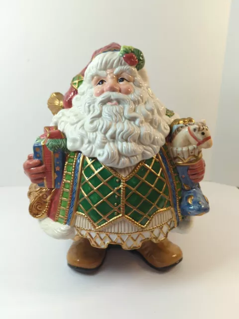 Vtg 2003 Fitz & Floyd Jolly Ole Saint Nick Santa Cookie Jar & Lid W/Original Box