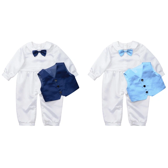 Baby Boys Christening Outfits Set Bow Tie Romper Bodysuit Bodysuit Party Suit