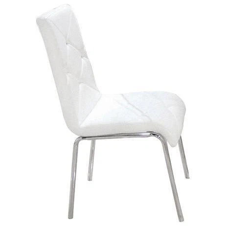 Best Master Faux Leather Dining Side Chair in White/Chrome (Set of 4)