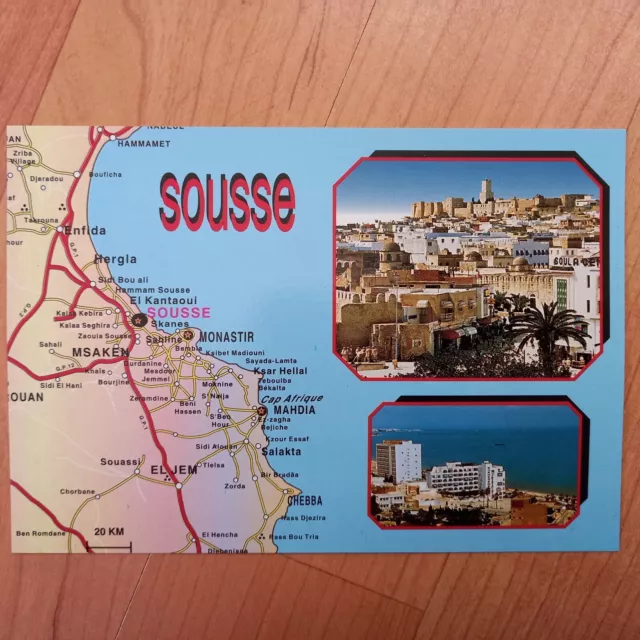 Postcard Map Sousse Tunisia Tunisie