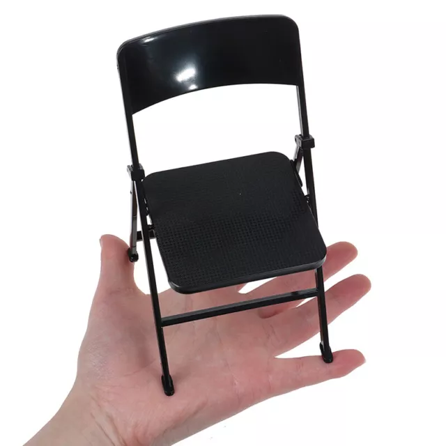 Black Painted Metal Folding Chair 1:6 Scale Dolls House Miniature Accessorie SN❤