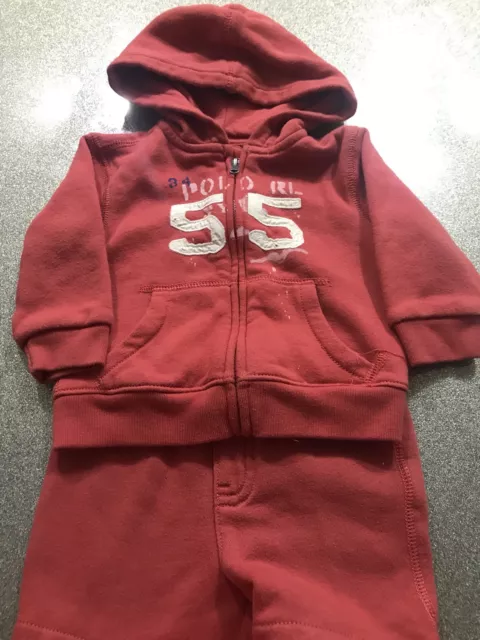 Ralph Lauren Baby Boy 9 Months Red Shorts And Hoody Tracksuit