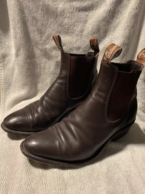 Mens RM Williams Boots Shoes Yearling 7.5 2013 Made Australia Leather Block Heel