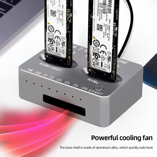 SSK Docking Station NVMe SSD Cloner - Dual Bay M.2 NVMe, 20 Gbps, Clonazione Offline, USB 3.2 - Foto 3