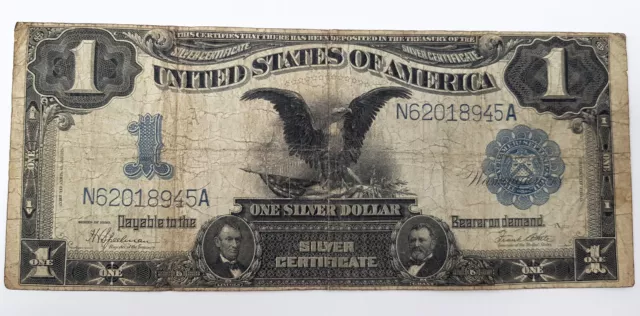 USA - Original 1 Dollar 1899 Banknote Bill Black Eagle Silver Certificate